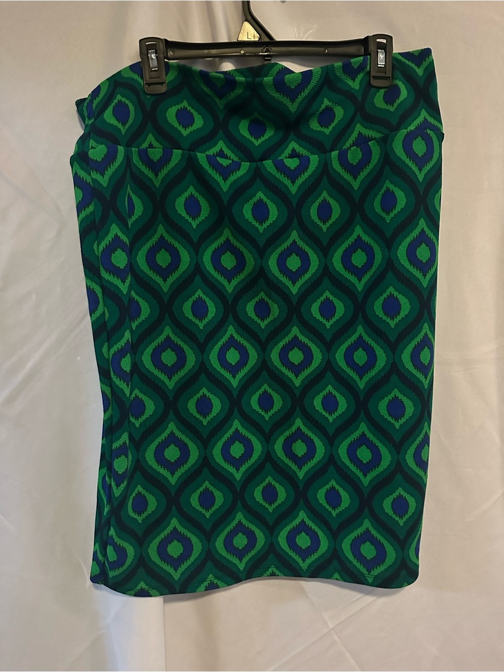 LuLaRoe Green & Blue Patterned Women’s Pencil Skirt